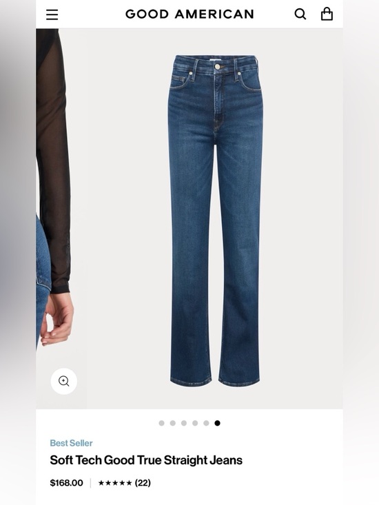 Good American Denim - Good American Dark Blue Straight-Leg Jeans